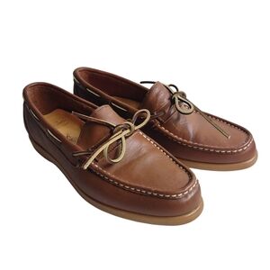 Drifters Men's Top Sider Brown Leather Slip On Leather Flat Shoes Size 8.5M